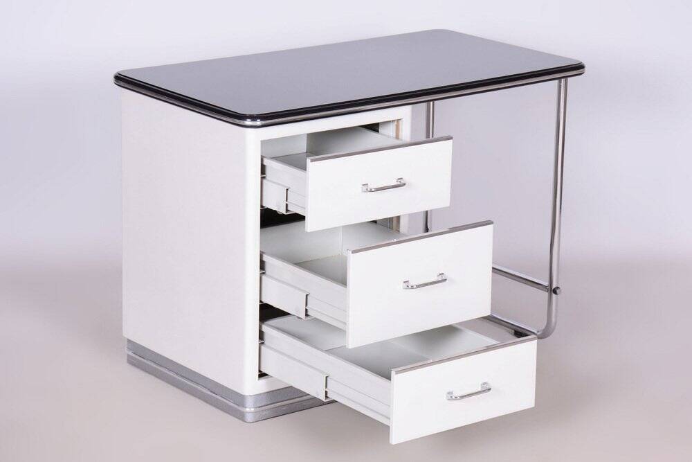 Bauhaus Writing Desk, Steel, Glass, Germany, 1940s