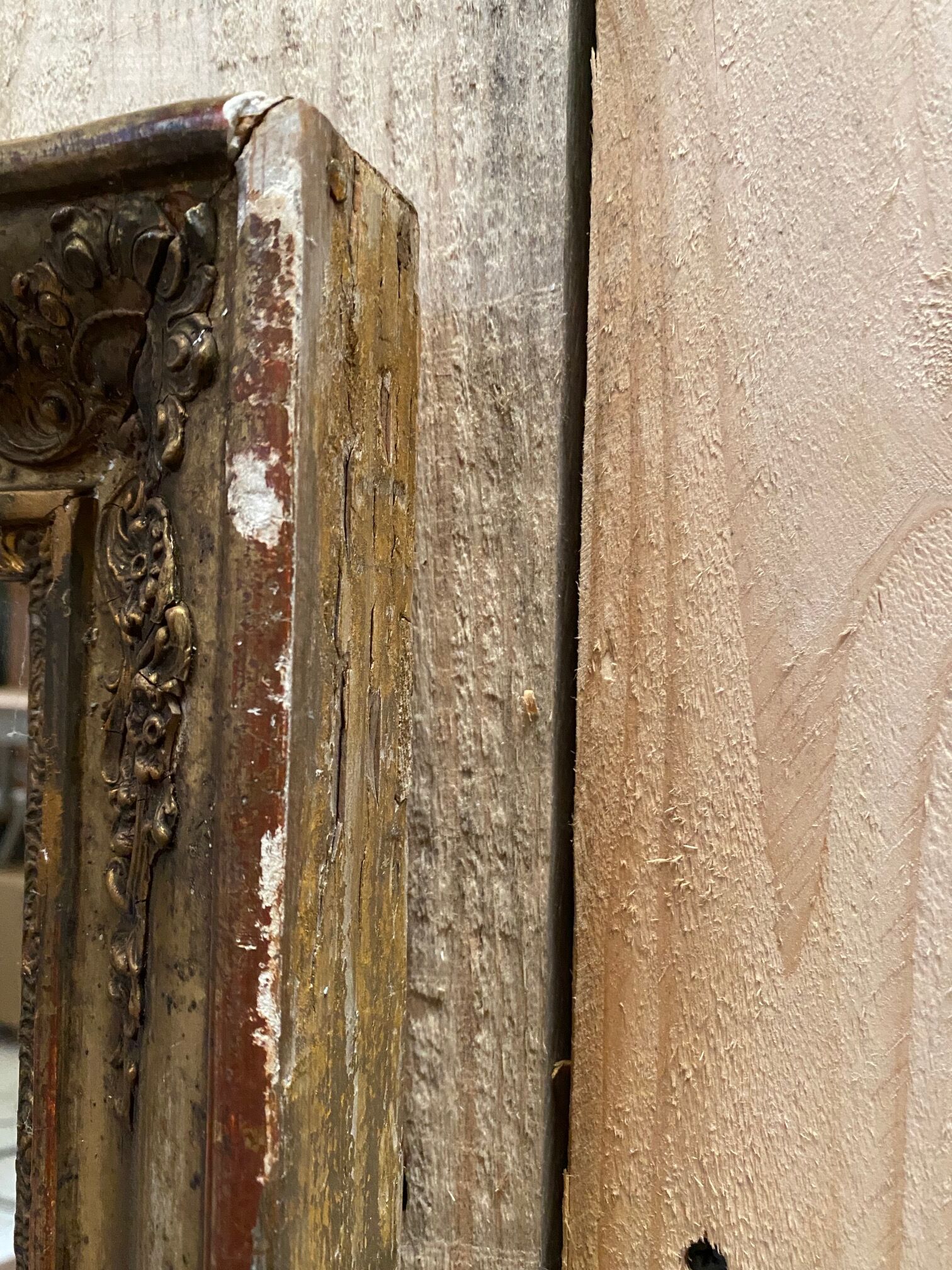 Antique gilded wood mirror