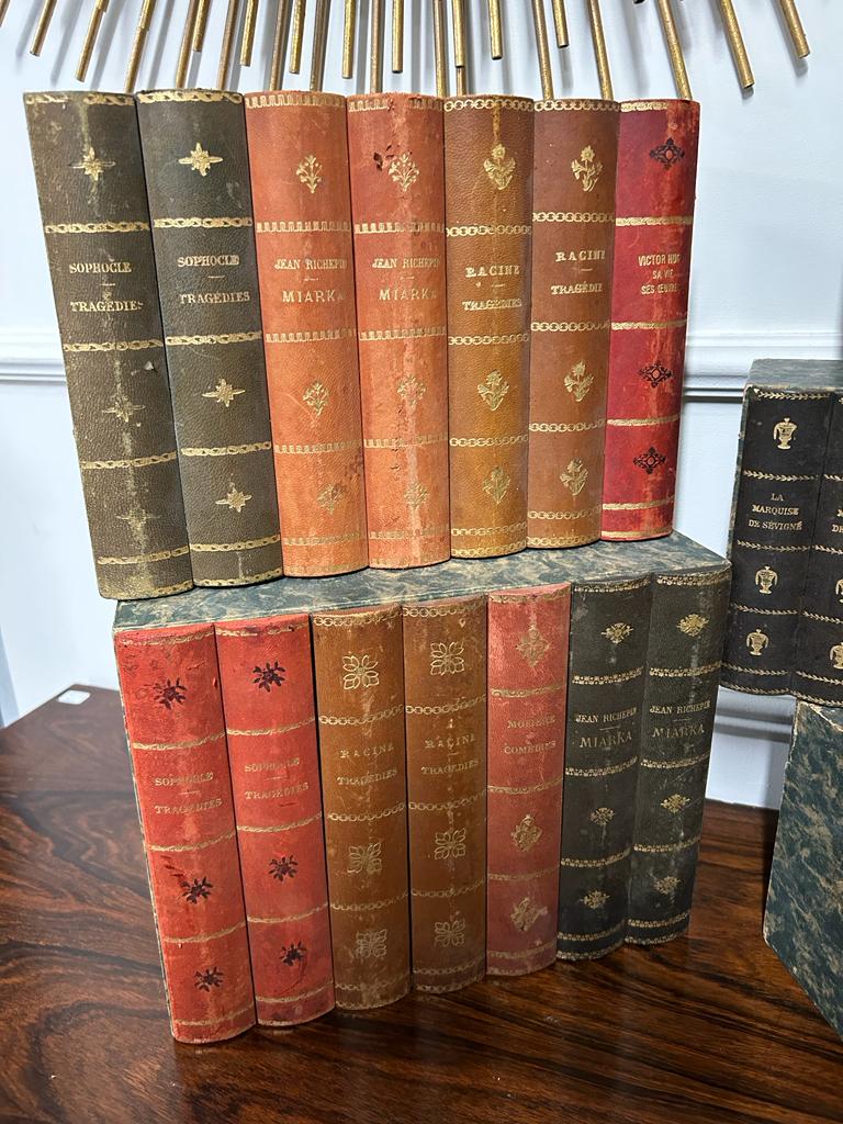 Front of fake leather books for bookcase