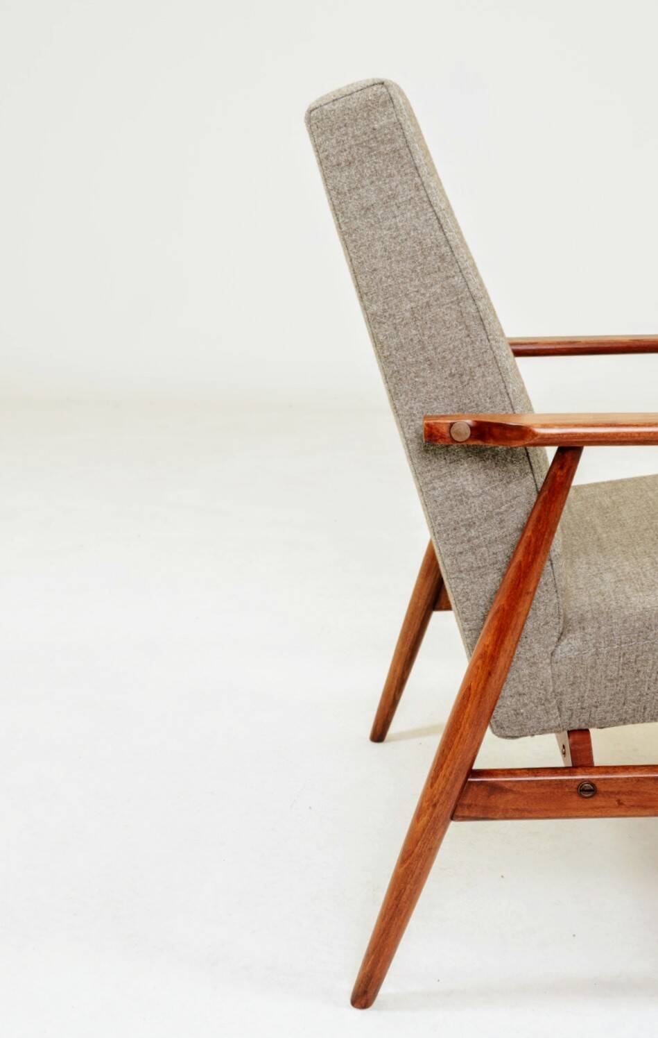 Beige mixed vintage armchair from the 1970s.