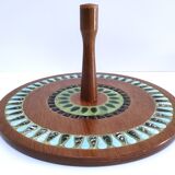 Plateau à fromages bois décor émaillé vintage