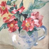 Aquarelle vintage de fleurs, signée Griggs