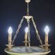 Masterpiece Art Deco design white alabaster chandelier circular wooden fram