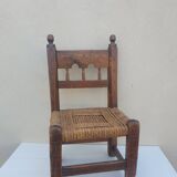 Chaise au cordage ancien espagnole brutaliste ancienne XVIIième ou XVIIIième