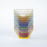 Set of square glass bowls, Italian design, 1980s, made in Italy