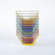 Set of square glass bowls, Italian design, 1980s, made in Italy