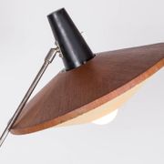 Large tilting floor lamp in steel and teak by Georges Frydman 1960.