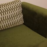 Vintage Two-seater Sofa, Deep Green Velvet, Cuschion patterns