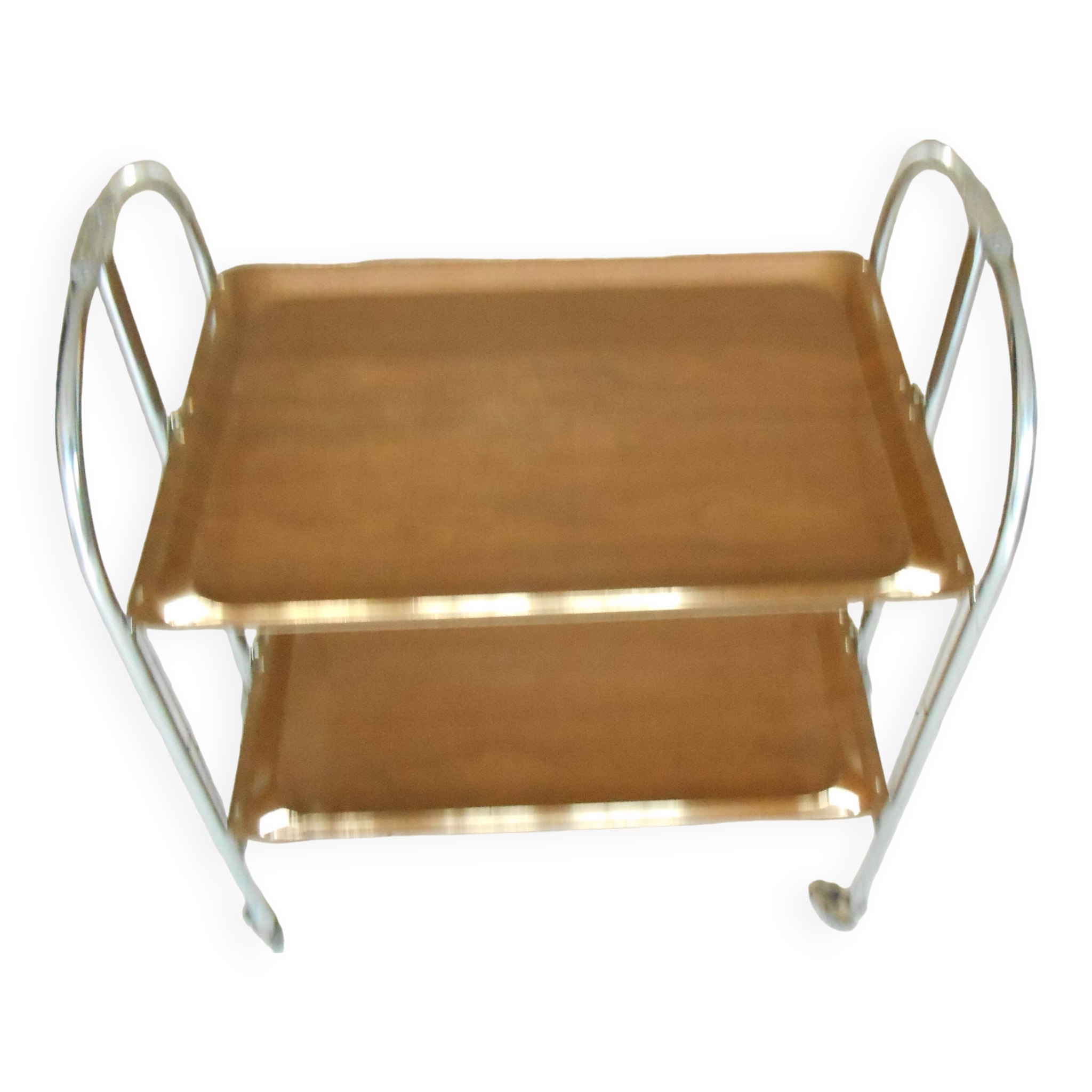 folding metal and wood serving trolley