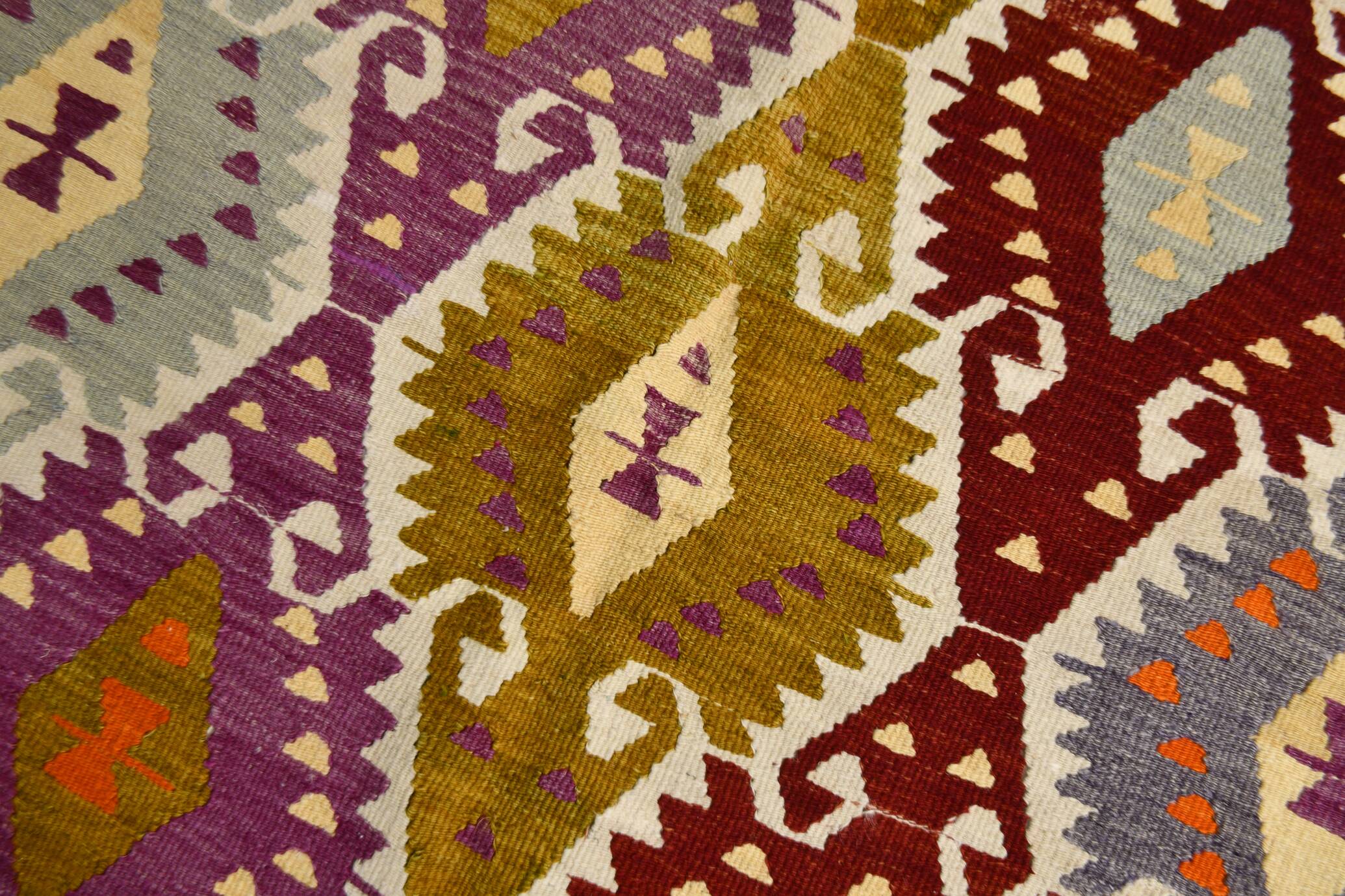 5x8 Geometric Handmade Wool Persian Kilim Rug, 171x260Cm