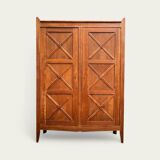 Vintage solid oak cross-braced wardrobe 1940