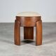 Sculptural Ash Wood Stool with Dedar Milano Bouclè