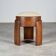Sculptural Ash Wood Stool with Dedar Milano Bouclè