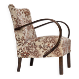 1950s, Danish artdeco armchair, furniture velour, beech wood, reupholstered