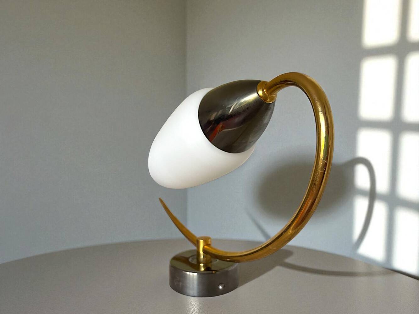 Vintage brass white Opaline Glass Wall Sconce