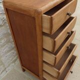 Art Deco 5-drawer chiffonier in solid wood with brass knobs – Fully restored