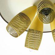 Very rare 5-arm mid-century modern metal bag ceiling lamp with round white