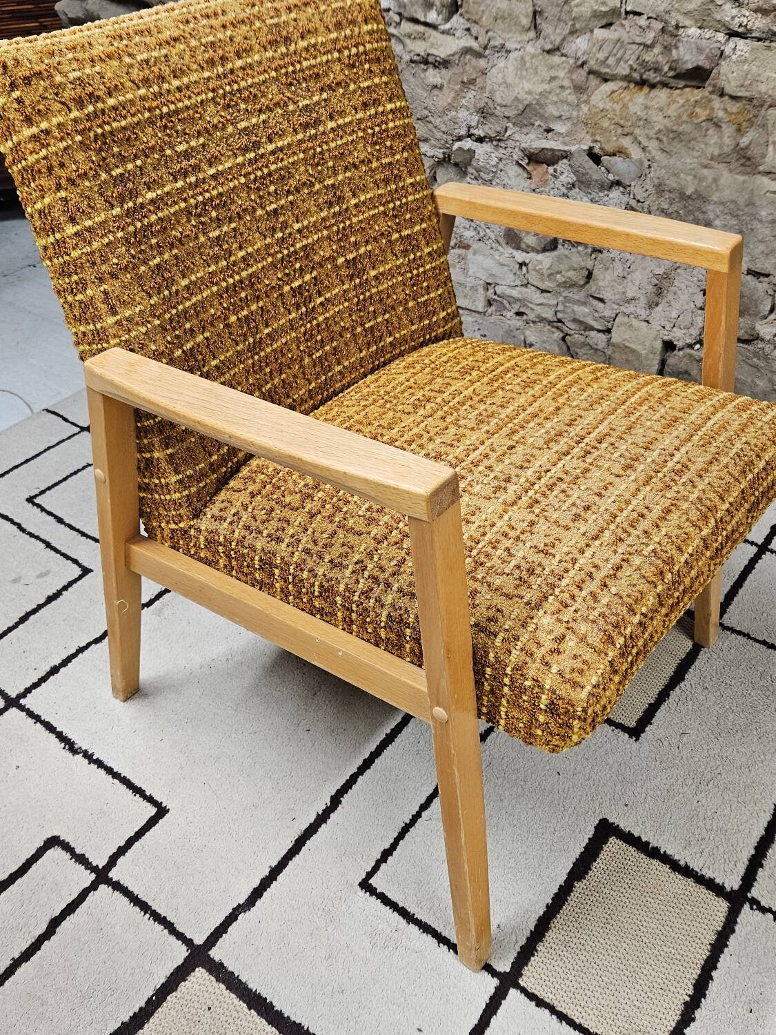 Vintage 1970 curled fireside chair