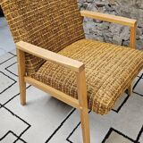 Vintage 1970 curled fireside chair