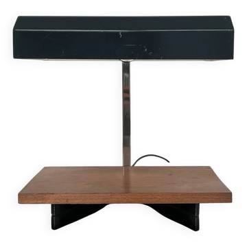 Lampe de bureau en teck et métal laqué gris, années 50