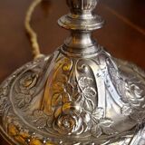 Lampe d'époque 1900 en métal argenté