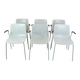 Set Of 6 Pato Chairs Lacquered In Blue With Black Armrests By Hee Willing & Ludvik For Fritz Hansen