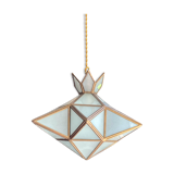 Vintage frosted glass and brass star pendant light