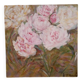 Peony bouquet painting signed and delivered with its certificate