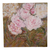 Peony bouquet painting signed and delivered with its certificate