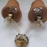 Pair of vintage 1950s double lampshade wall lights