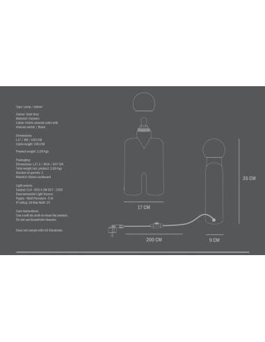 Dark grey table lamp, ceramic, contemporary work.