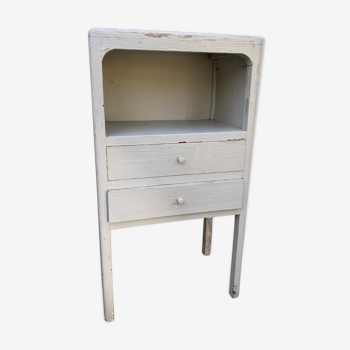 Old bedside in gray patinated wood