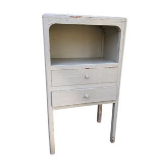 Old bedside in gray patinated wood