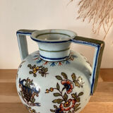 Old vase with floral motif inspired by desvres earthenware