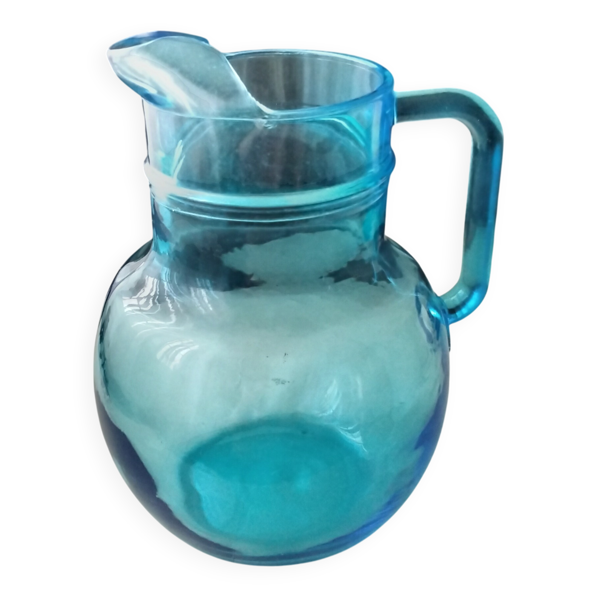 Water jug or orangeade in moulded glass 2 litres