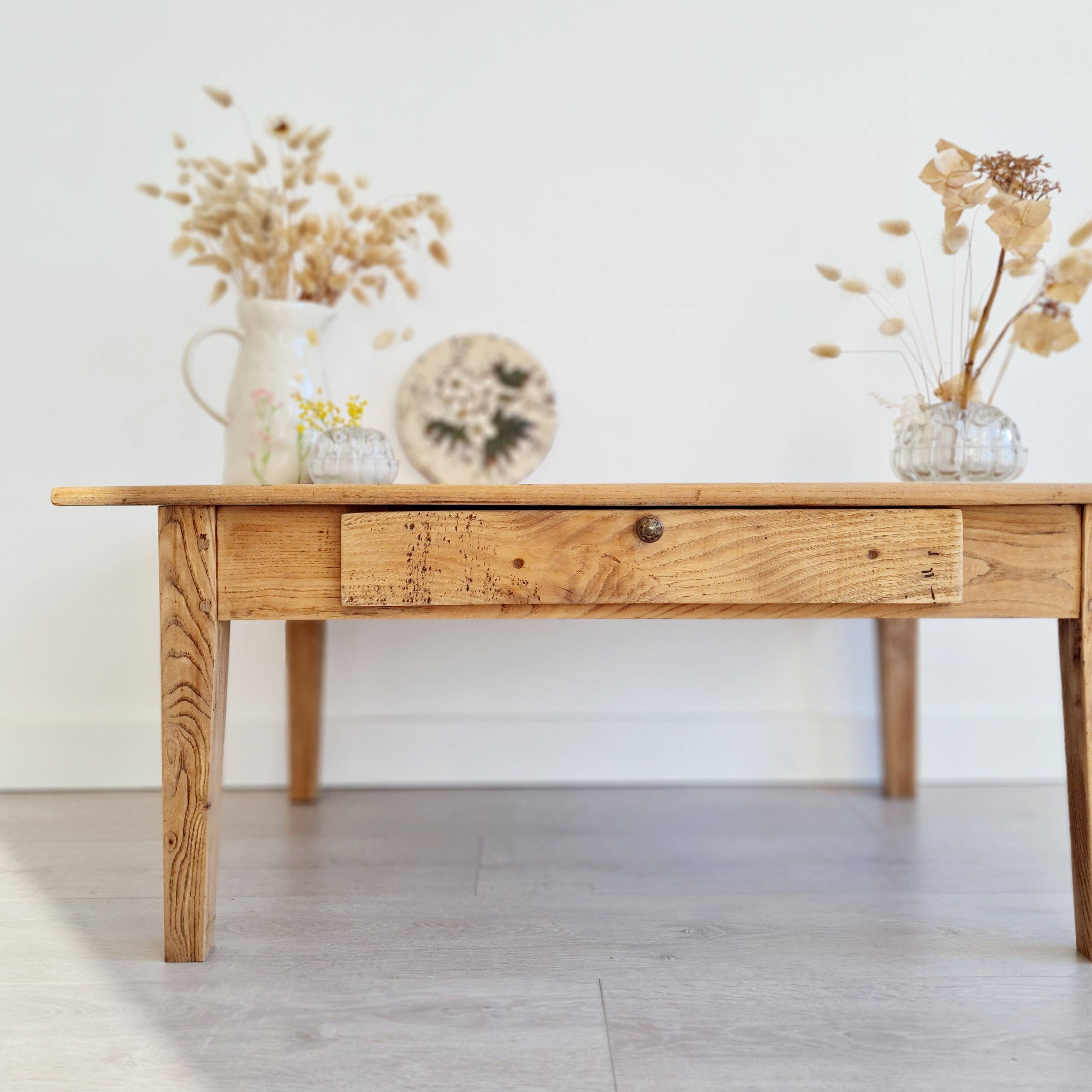 Table de ferme basse bois brut