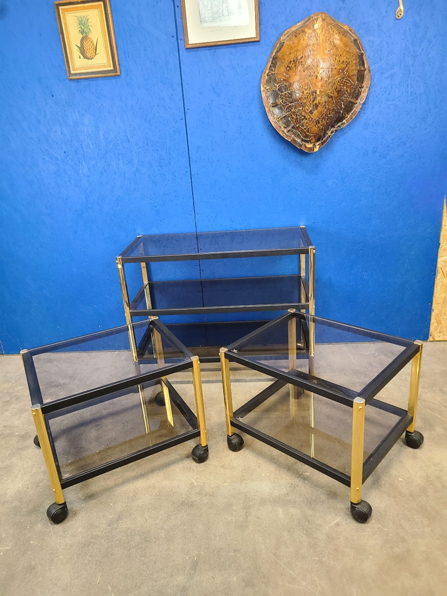 Ensemble console étagère et table basse Erard France vers 1970