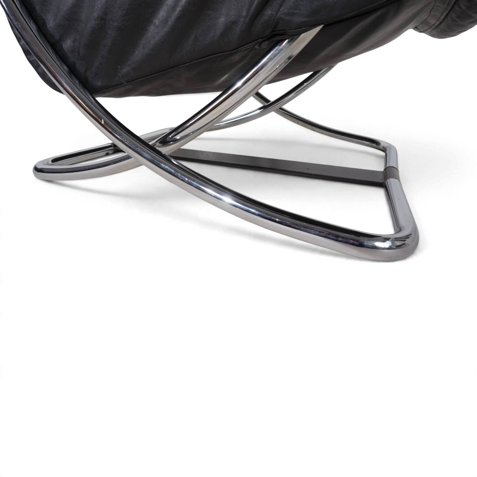 WK Möbel leather lounge chair with ottoman by Robert Haussmann, 1970