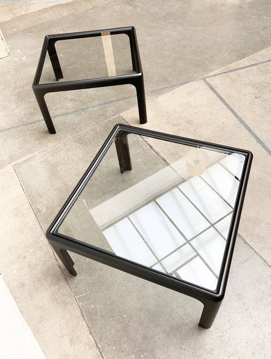 Mid-century vintage coffee table in glass by Peter Ghyczy for Horn Collection, 1960s, set of 2.