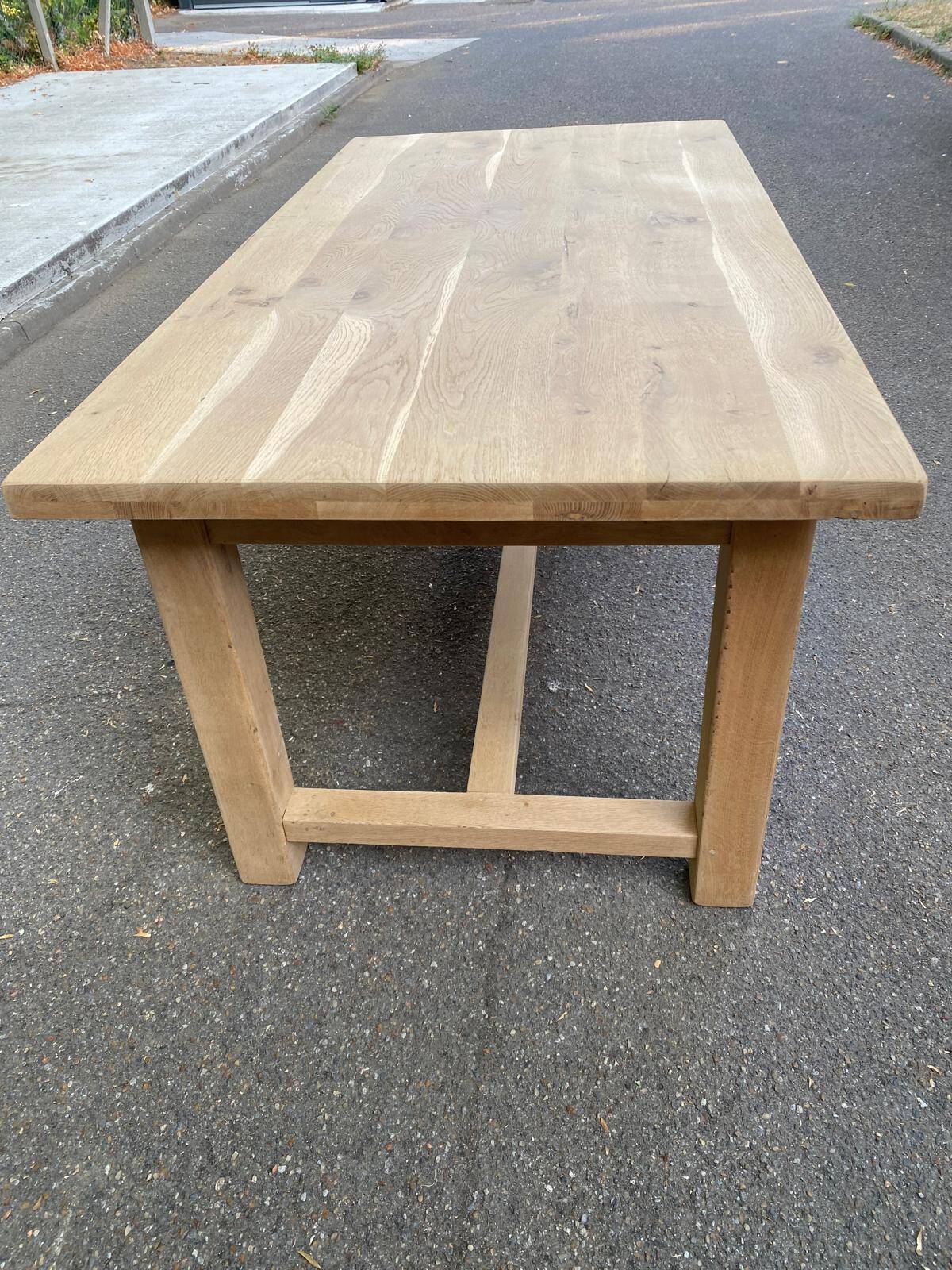 Farmhouse dining table extendable stripped in raw solid oak 180-270cm 1