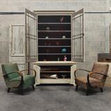 Old school library, white patinated two-body dresser, year 1888