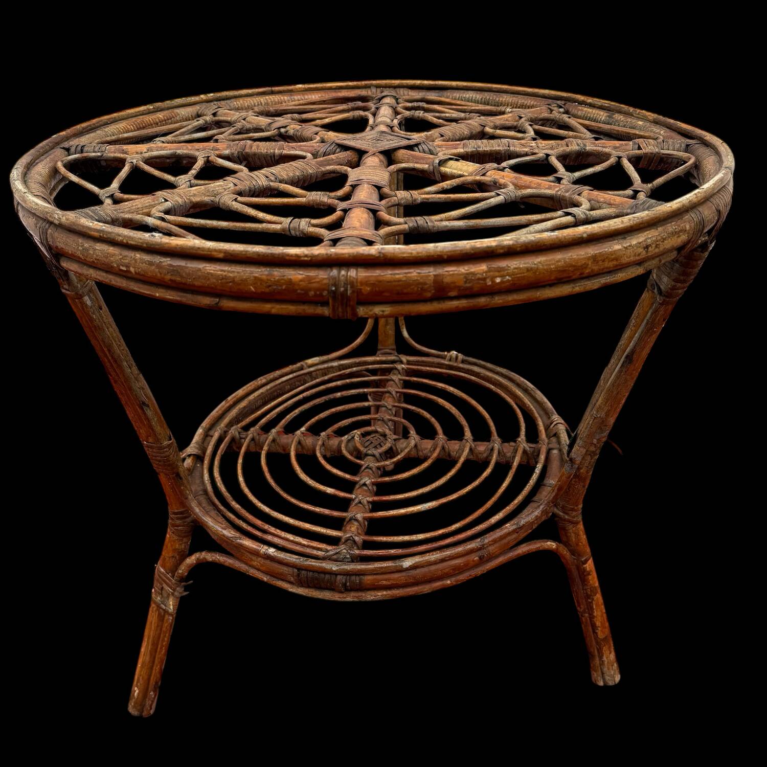 Rattan coffee table from the 50's Italy