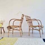 Pair of antique rattan armchairs
