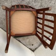 Pair of Scandinavian teak and velvet chairs from the 1960s.