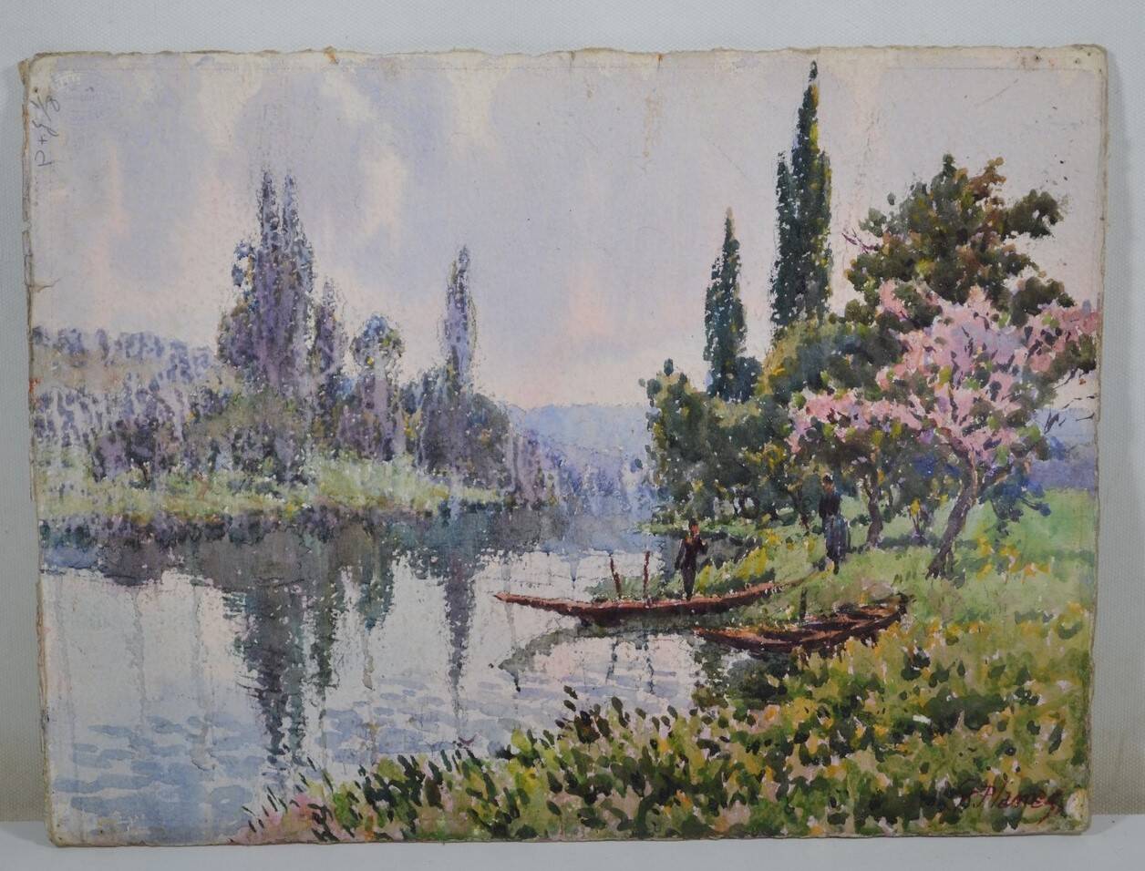 Georges Planes (1897-1977) Valley Landscape, Riverbank (double-sided)