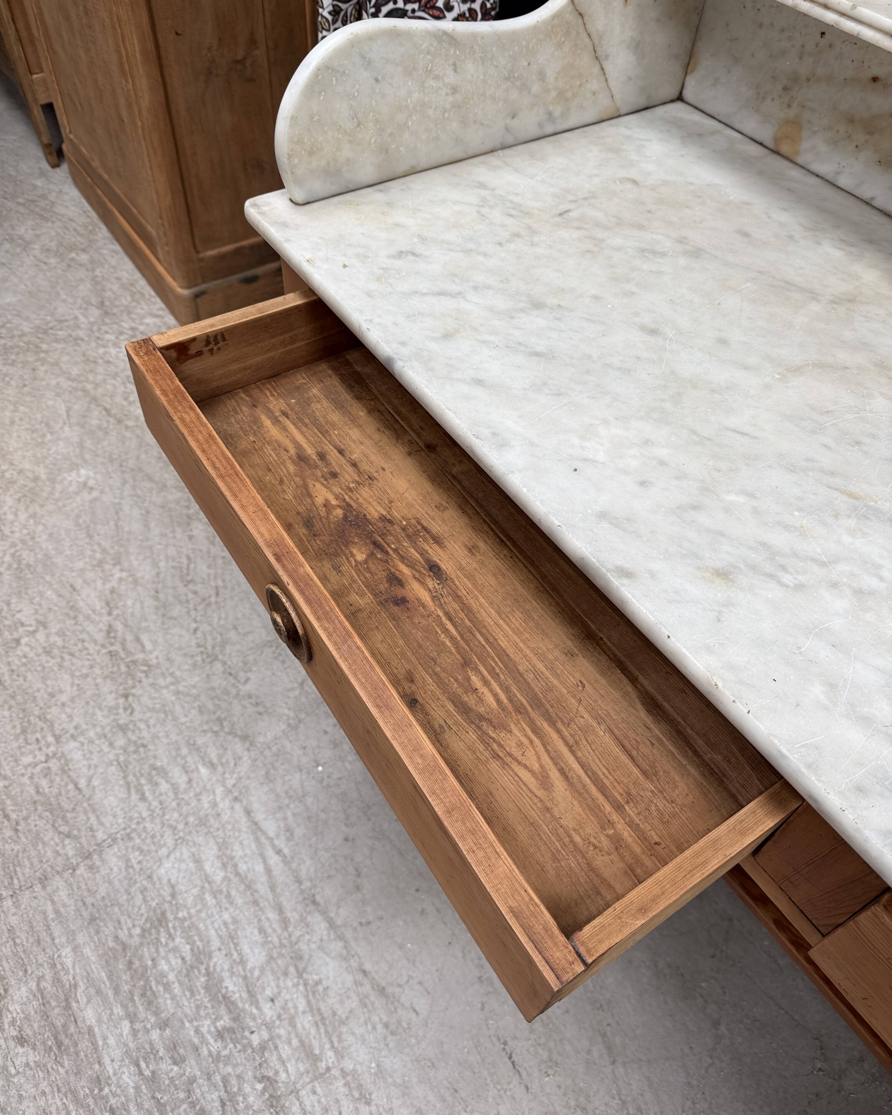 Antique pine and marble toilet furniture (renovated)