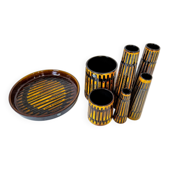 Collection of 6 Ceramic Vases and a Upsala Ekeby Nevada Tray 1962