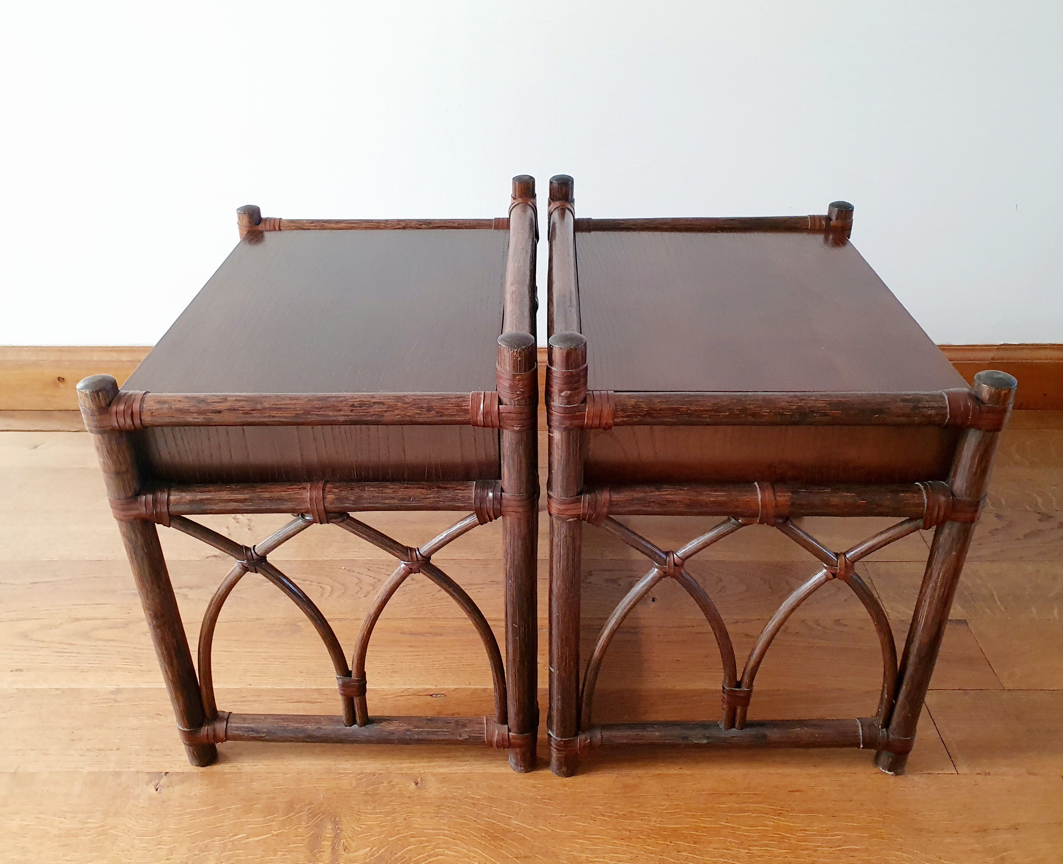 Pair of rattan bedside tables Roche Bobois