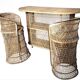 Vintage rattan and wicker bar with 2 stools – 1960s/70s
