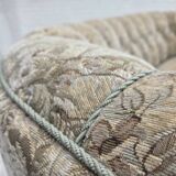 1970s, Danish 3 seater curved sofa, original multicolor furniture fabric.